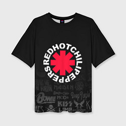 Женская футболка оверсайз Red Hot Chili Peppers Логотипы рок групп
