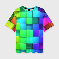 Женская футболка оверсайз Color geometrics pattern Vanguard