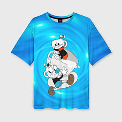 Футболка оверсайз женская Две чашечки Cupheadг, цвет: 3D-принт