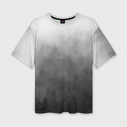 Женская футболка оверсайз Темный лес - туман