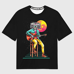 Футболка оверсайз женская РОБОТ МАГНИТОФОН, цвет: 3D-принт