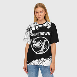 Футболка оверсайз женская Shinedown КОТ Краска, цвет: 3D-принт — фото 2