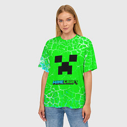 Футболка оверсайз женская Minecraft зеленый фон, цвет: 3D-принт — фото 2