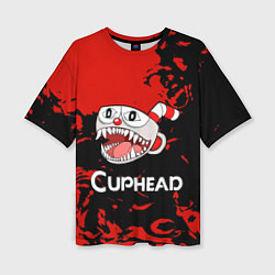 Футболка оверсайз женская Cuphead монстр чашечка, цвет: 3D-принт