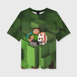 Женская футболка оверсайз Minecraft Heroes Video game