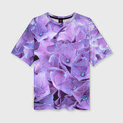 Женская футболка оверсайз Фиолетово-сиреневые цветы