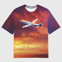Футболка оверсайз женская Пассажирский самолет Ил-114-300, цвет: 3D-принт