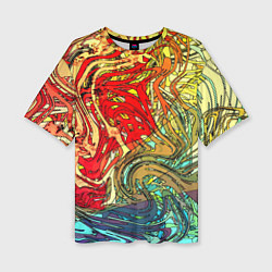 Женская футболка оверсайз Хаотичные линии Abstract pattern