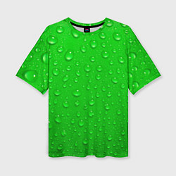 Женская футболка оверсайз Зеленый фон с росой