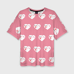 Женская футболка оверсайз Орнамент сердце кот