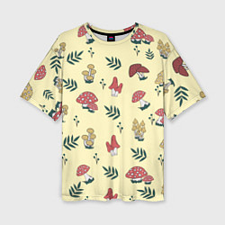 Женская футболка оверсайз Mushroom, грибы- грибочки