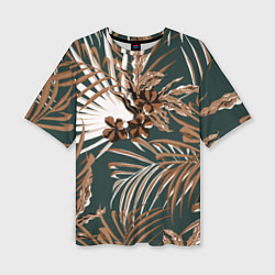 Женская футболка оверсайз Цветы Приглушённые Тропики