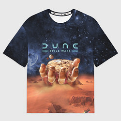 Женская футболка оверсайз Dune: Spice Wars песчаные дюны и рука с базой