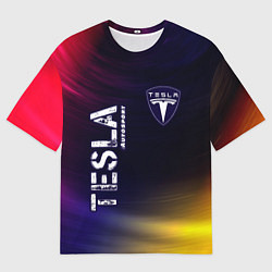 Женская футболка оверсайз ТЕСЛА Tesla Autosport Звезды