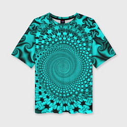 Женская футболка оверсайз NEON FRACTAL PATTERN