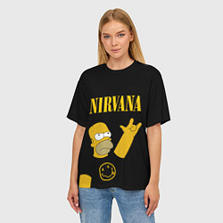 Футболка оверсайз женская NIRVANA ГОМЕР СИМПСОН, SIMPSONS, цвет: 3D-принт — фото 2