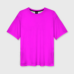 Женская футболка оверсайз Однотонный розовый неоновый Пион