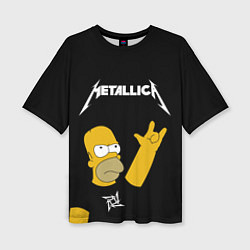 Футболка оверсайз женская Metallica Гомер Симпсон рокер, цвет: 3D-принт