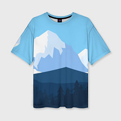 Женская футболка оверсайз Горы, лес, канатная дорога