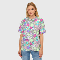 Футболка оверсайз женская 3D узор с бусами и стразами, цвет: 3D-принт — фото 2