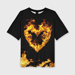 Женская футболка оверсайз Fire Heart