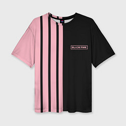 Женская футболка оверсайз BLACKPINK HALF BLACK-PINK MINI LOGO