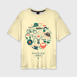 Футболка оверсайз женская VINTAGE HIPSTER STYLE, цвет: 3D-принт
