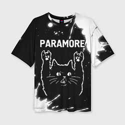 Футболка оверсайз женская Группа Paramore и Рок Кот, цвет: 3D-принт