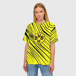 Футболка оверсайз женская Borussia боруссия абстрактный фон желтый, цвет: 3D-принт — фото 2