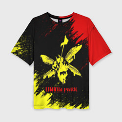 Футболка оверсайз женская Linkin Park желто-красный, цвет: 3D-принт