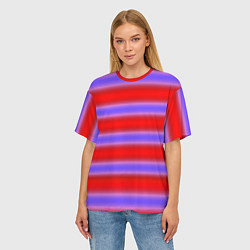 Футболка оверсайз женская Striped pattern мягкие размытые полосы красные фио, цвет: 3D-принт — фото 2