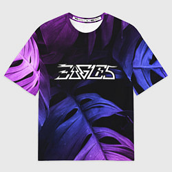 Футболка оверсайз женская Eagles Neon Monstera, цвет: 3D-принт