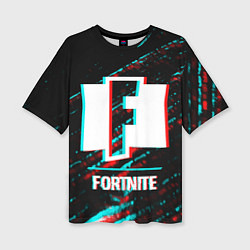 Футболка оверсайз женская Fortnite в стиле Glitch Баги Графики на темном фон, цвет: 3D-принт