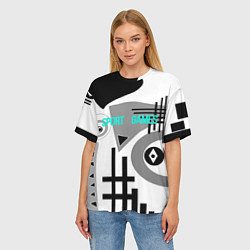 Футболка оверсайз женская SPORT GAMES черно-белый абстрактный узор, цвет: 3D-принт — фото 2