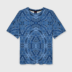 Футболка оверсайз женская Gray blue ethnic arabic ornament, цвет: 3D-принт