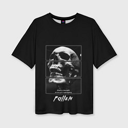 Футболка оверсайз женская Skull with inscriptions, цвет: 3D-принт
