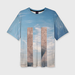 Женская футболка оверсайз Абстрактные блоки и небо - Голубой