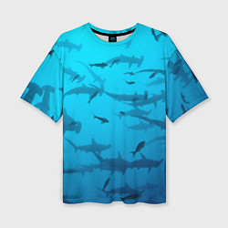 Женская футболка оверсайз Акулы - океан