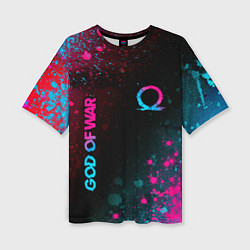 Женская футболка оверсайз God of War - neon gradient
