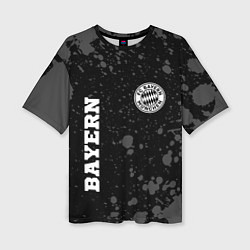 Женская футболка оверсайз Bayern sport на темном фоне: символ и надпись верт