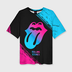 Футболка оверсайз женская Rolling Stones - neon gradient, цвет: 3D-принт