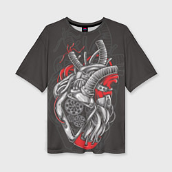 Женская футболка оверсайз Механическое сердце стимпанк