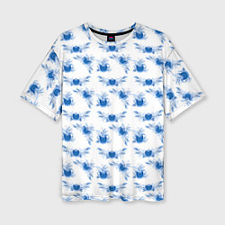 Женская футболка оверсайз Blue floral pattern
