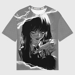 Футболка оверсайз женская Человек-бензопила : Мичико - Полутона, цвет: 3D-принт