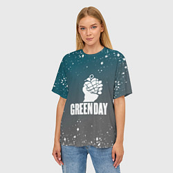 Футболка оверсайз женская Green day - брызги, цвет: 3D-принт — фото 2