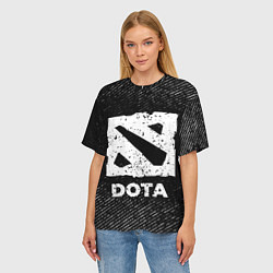 Футболка оверсайз женская Dota с потертостями на темном фоне, цвет: 3D-принт — фото 2