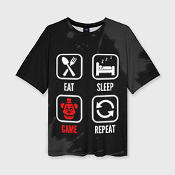 Футболка оверсайз женская Eat, sleep, FNAF, repeat, цвет: 3D-принт