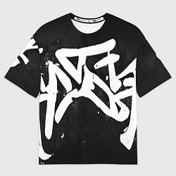 Женская футболка оверсайз Иероглифы в стиле граффити