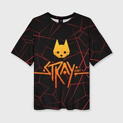 Женская футболка оверсайз Stray cat игра блуждающий кот
