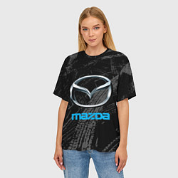 Футболка оверсайз женская Mazda - следы шин, цвет: 3D-принт — фото 2